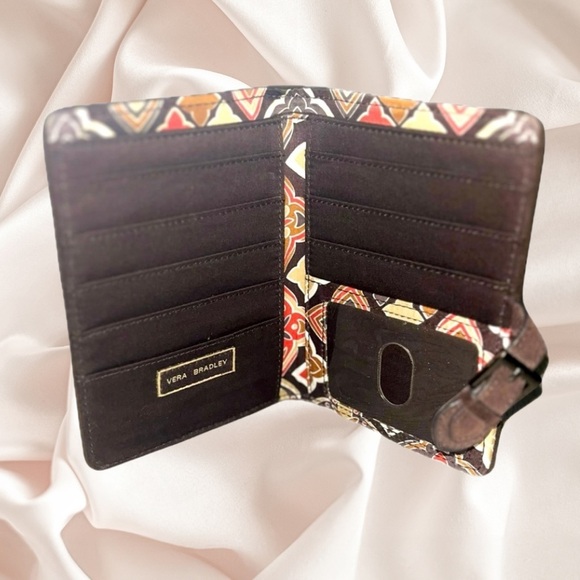Vera Bradley Colorful Quilted Patterned Cream & Brown Wallet - Picture 1 of 11